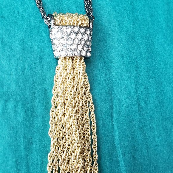 2/10$ Tie chain gold tone and black necklace - Picture 4 of 5